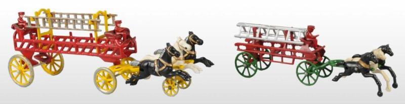 Appraisal: Lot of Cast Iron Horse-Drawn Ladder Wagon Toys Description Both