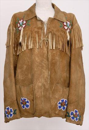 Appraisal: CREE MOOSE-HIDE JACKET With beadwork and fringe x in