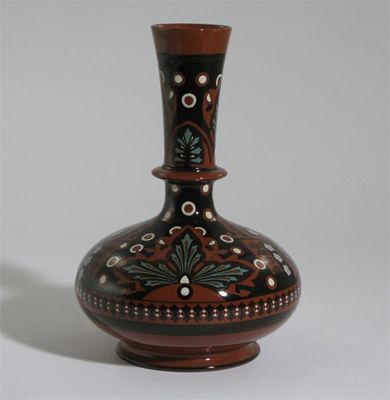 Appraisal: A Watcombe Pottery terracotta vase designed by Dr Christopher Dresser