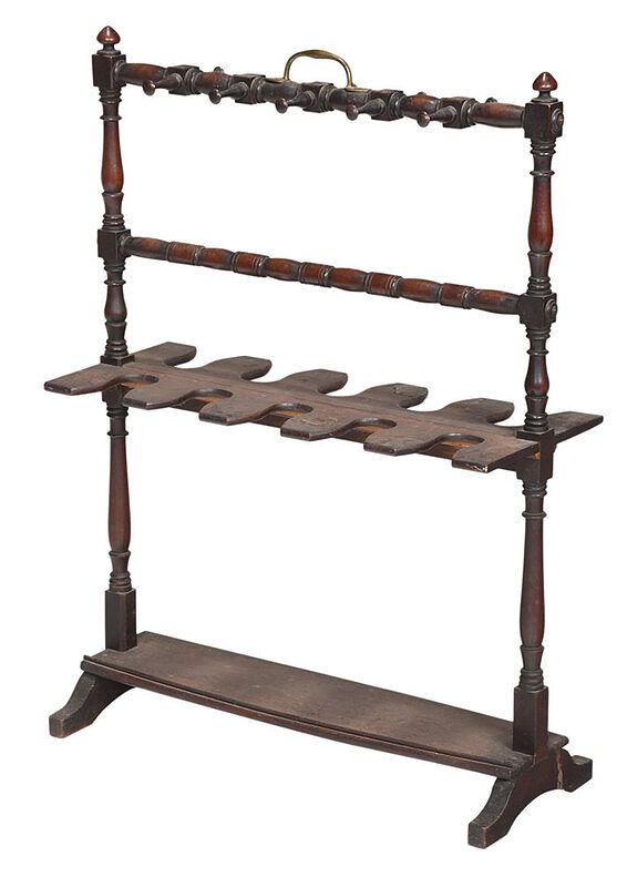 Appraisal: Mahogany and Brass Mounted Gun Rack late th century mahogany