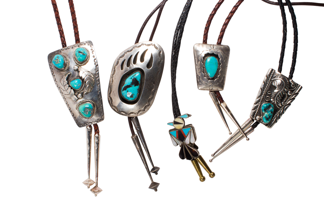 Appraisal: LOT OF NAVAJO TURQUOISE AND CORAL STONES INLAID SILVER BOLO