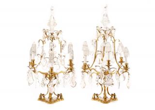 Appraisal: Pair Continental Matched pair of th century Continental crystal table