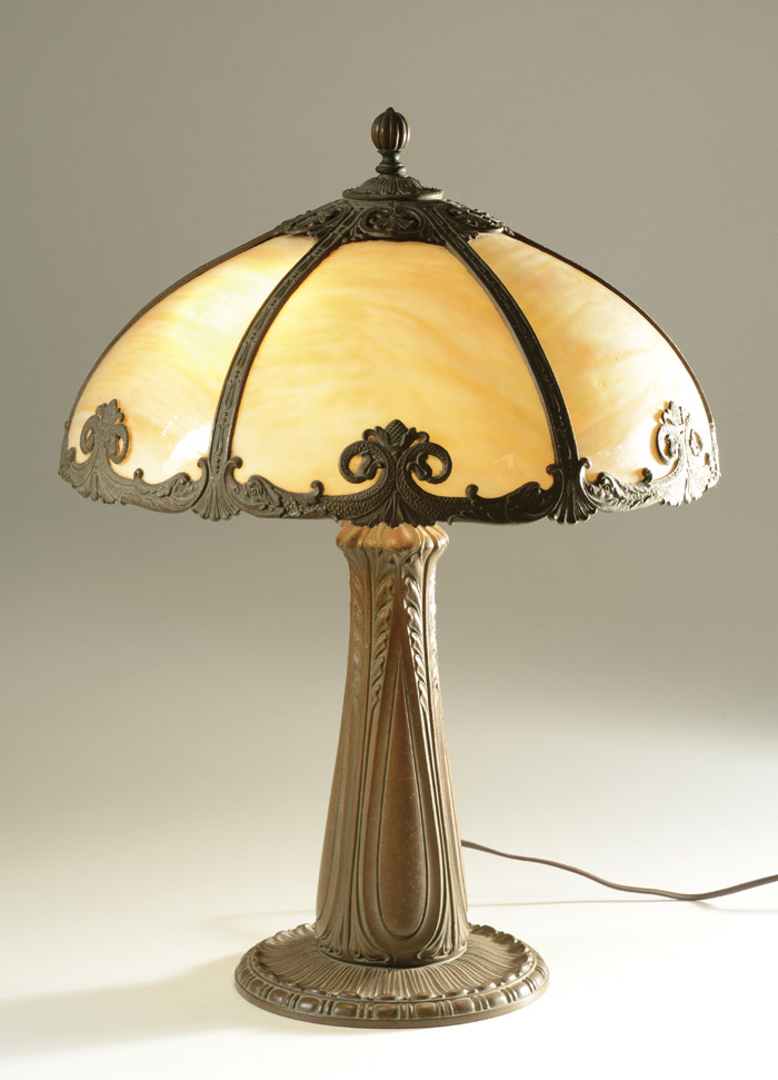 Appraisal: A 'S AMERICAN TABLE LAMP The heavy brown-toned original pedestal