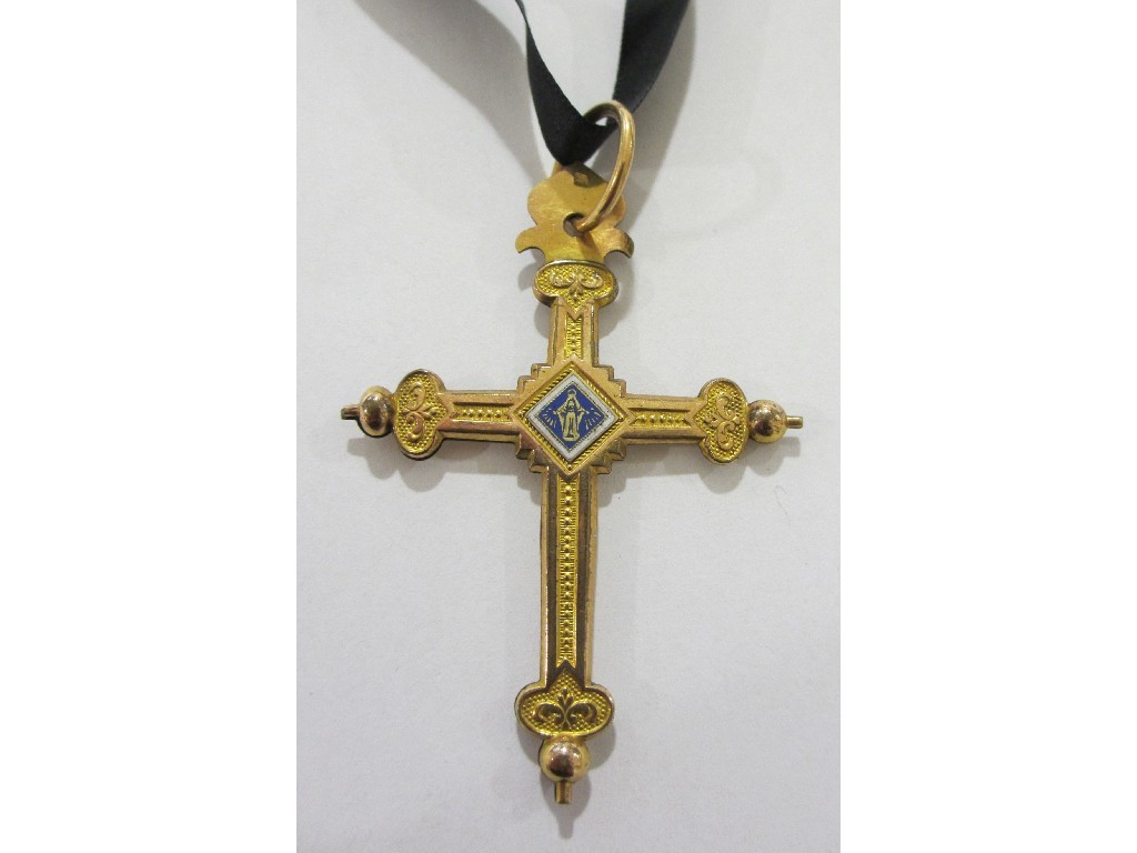 Appraisal: Yellow metal cross pendant