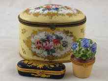 Appraisal: Three pieces of limoges porcelain being an oval tea caddy