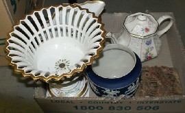 Appraisal: A Portuguese fruit bowl on stand together with a Tunstall