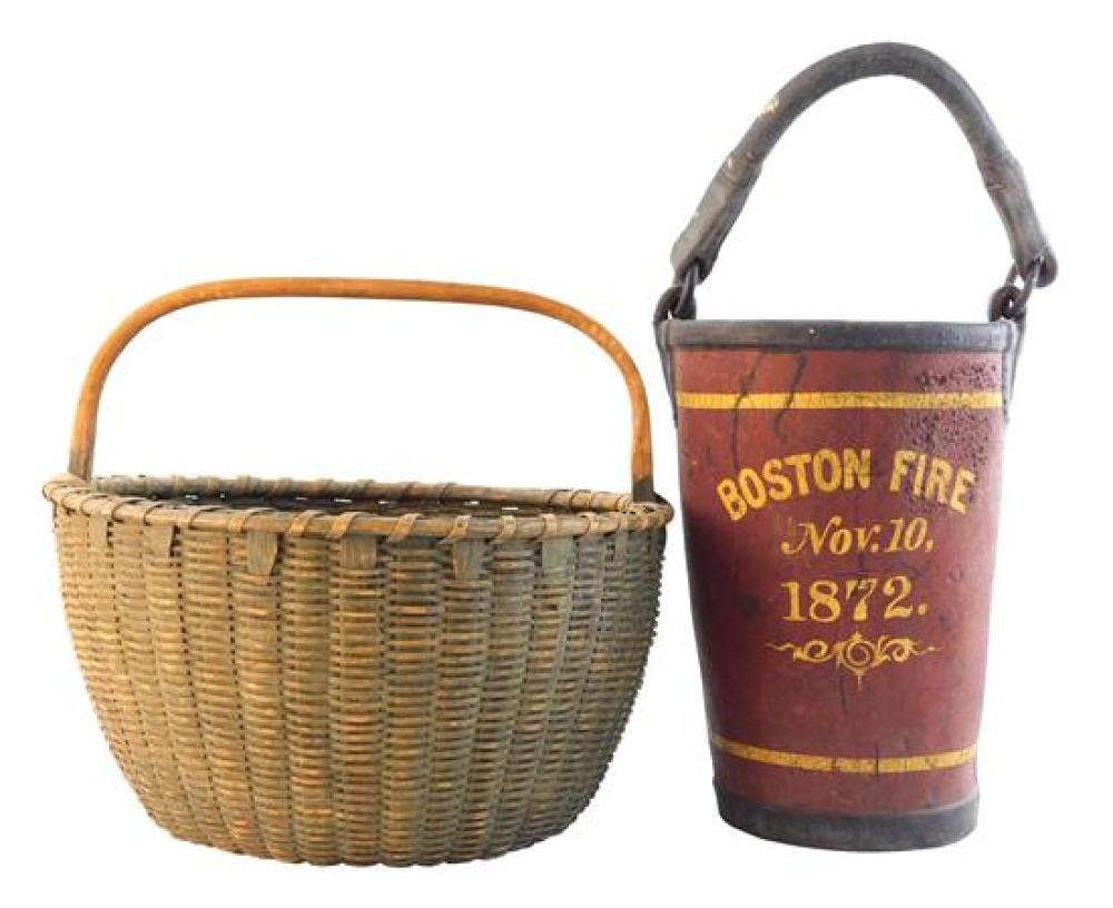 Appraisal: Two C baskets one fire bucket with Boston Fire Nov