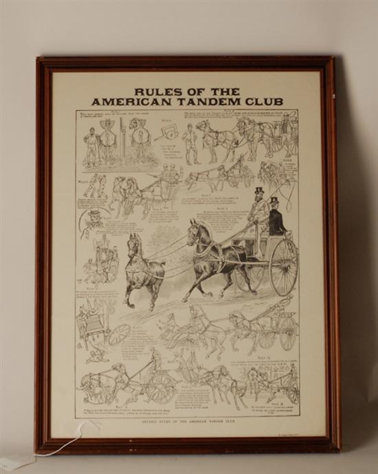 Appraisal: Rules of the American Tandem Club Print printed by W