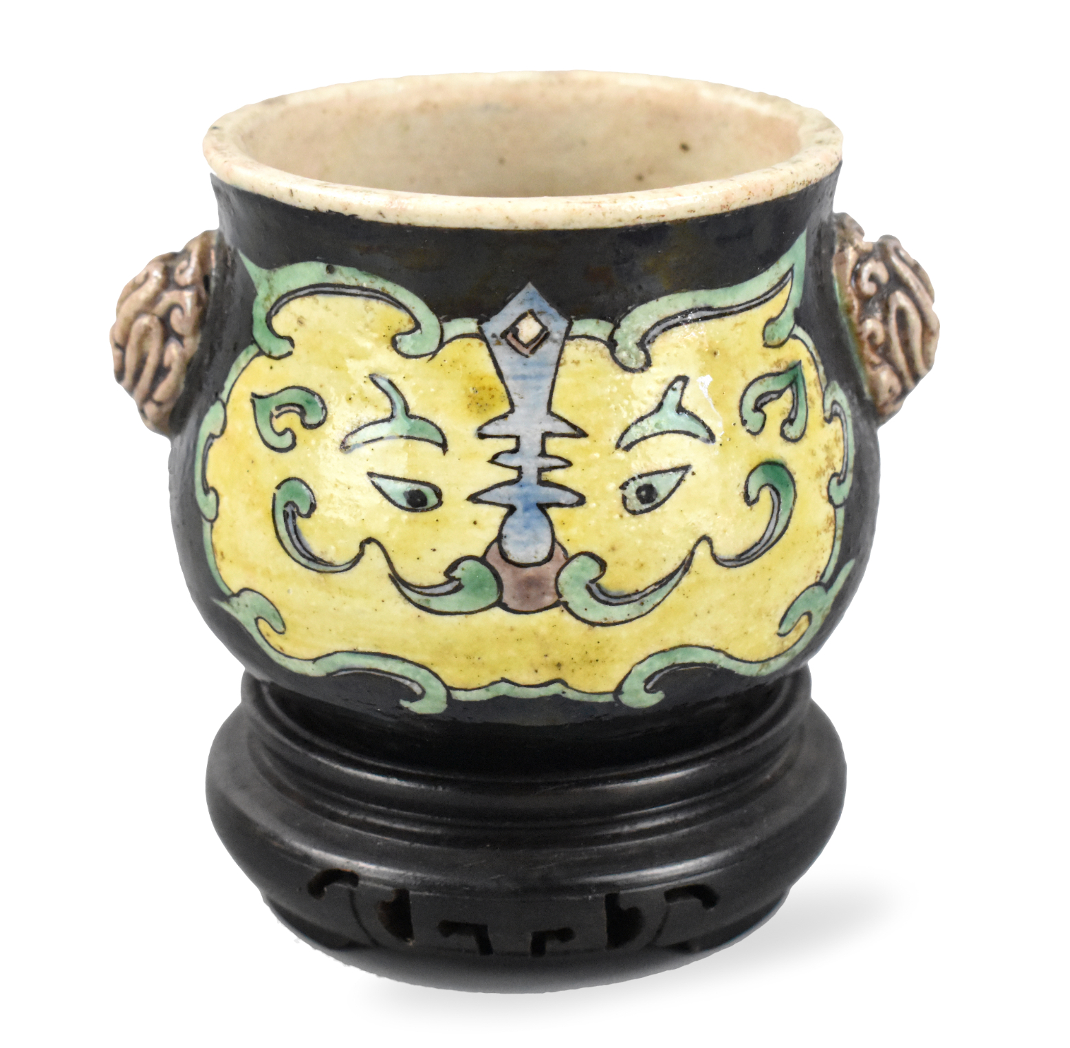 Appraisal: A Chinese sancai glazed censer with a tiger motif dating