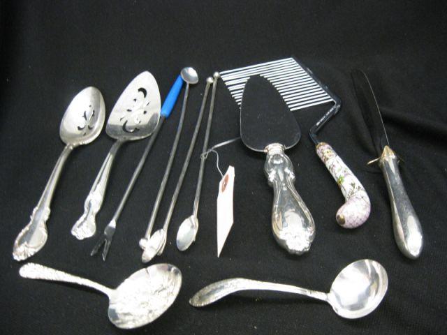 Appraisal: pcs of Sterling Silverplate and other flatware pie servers stirrers