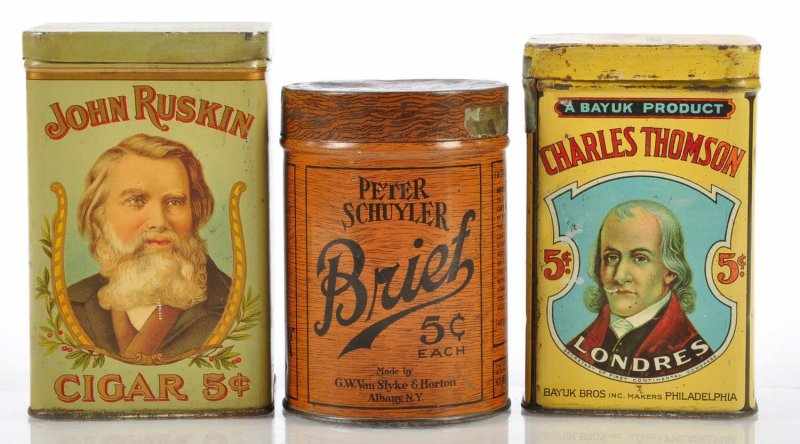 Appraisal: Lot of Cigar Tins Description Nice includes colorful John Ruskin