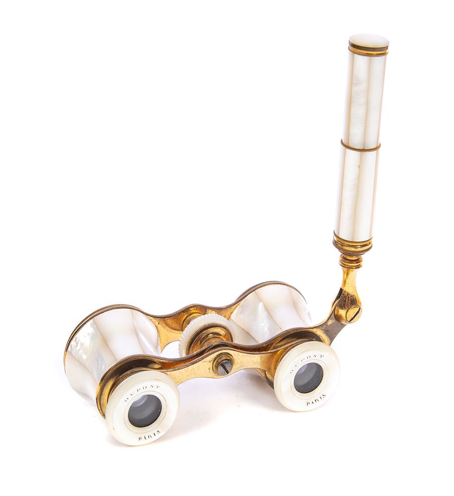 Appraisal: Mother Pearl Opera Glasses with handle Mother Pearl Opera Glasses