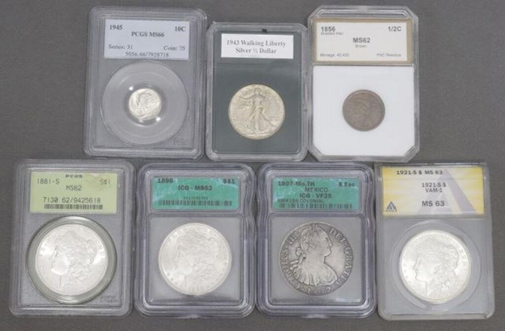 Appraisal: lot of Collectible graded coins in sealed plastic slabs Half