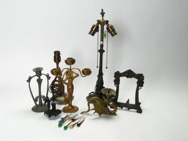 Appraisal: Group of Cast Metal Art Nouveau Accessories including a ''