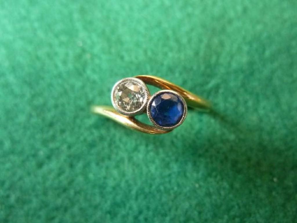 Appraisal: An ct platinum and ct gold ring set with a