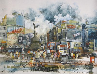 Appraisal: John Bassage th Century Piccadilly Circus Amsterdam Notre Dame Three