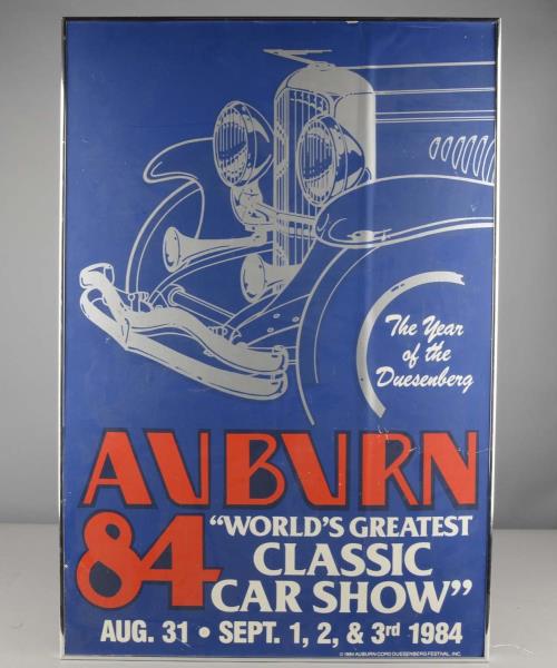 Appraisal: Framed Auburn Car Show Poster Framed poster of August and