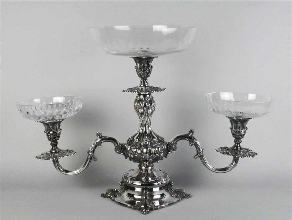 Appraisal: REED BARTON SILVERPLATED EPERGNE shape no with tall central bowl