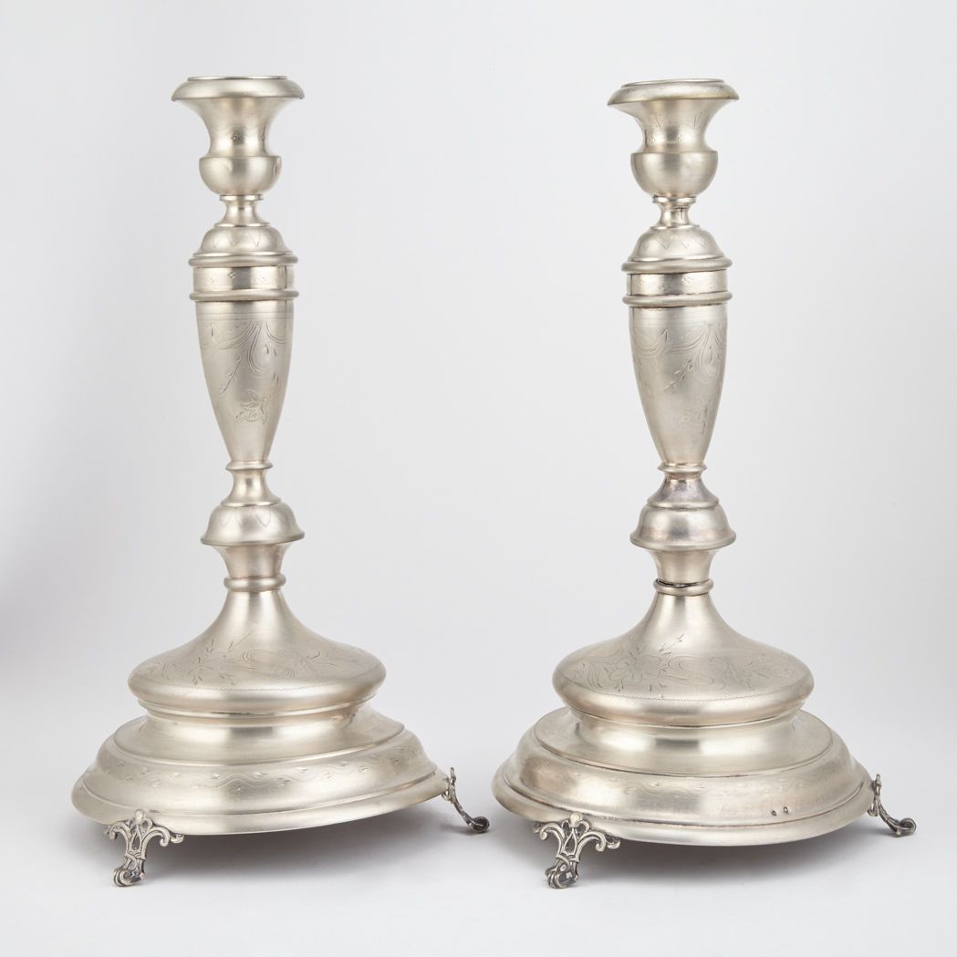 Appraisal: Pair of Austrian Silver Candlesticks Late th early th century