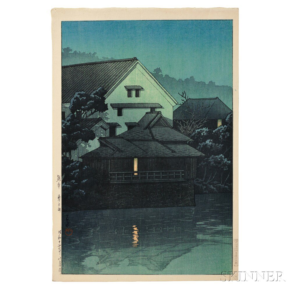 Appraisal: Kawase Hasui - Kasuga Town Kumamoto Japan August color woodblock