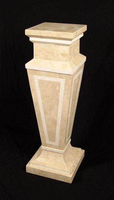 Appraisal: TRAVERTINE DECORATIVE PEDESTAL STAND '' tall the square top is