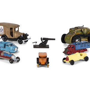 Appraisal: Eight Toy Automobiles th Century including a Marx tin lithograph