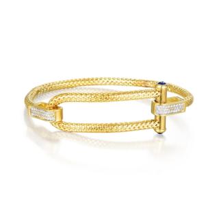 Appraisal: Roberto Coin Diamond and Sapphire Gold Bangle Bracelet Crafted out