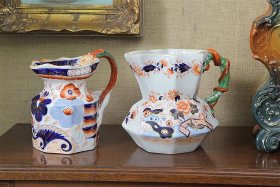 Appraisal: TWO GAUDY IRONSTONE PITCHERS Including one gaudy ironstone pitcher with