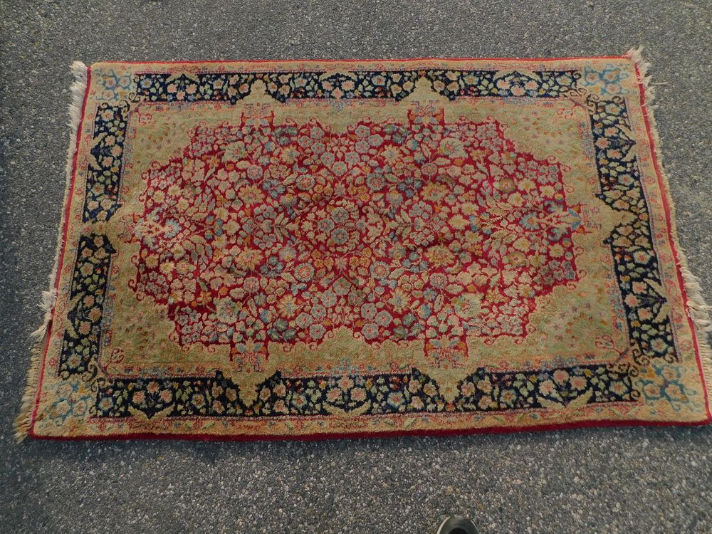 Appraisal: KIRMAN DELUXE RUG Vintage Kirman deLuxe scatter rug in red