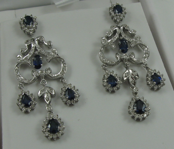 Appraisal: PAIR OF SAPPHIRE AND DIAMOND EARRINGS each k white gold