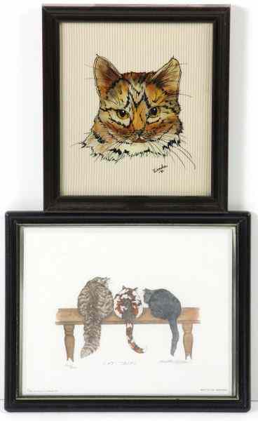 Appraisal: Two Cat Picturesthe first by Linda of Thomasville NC reverse