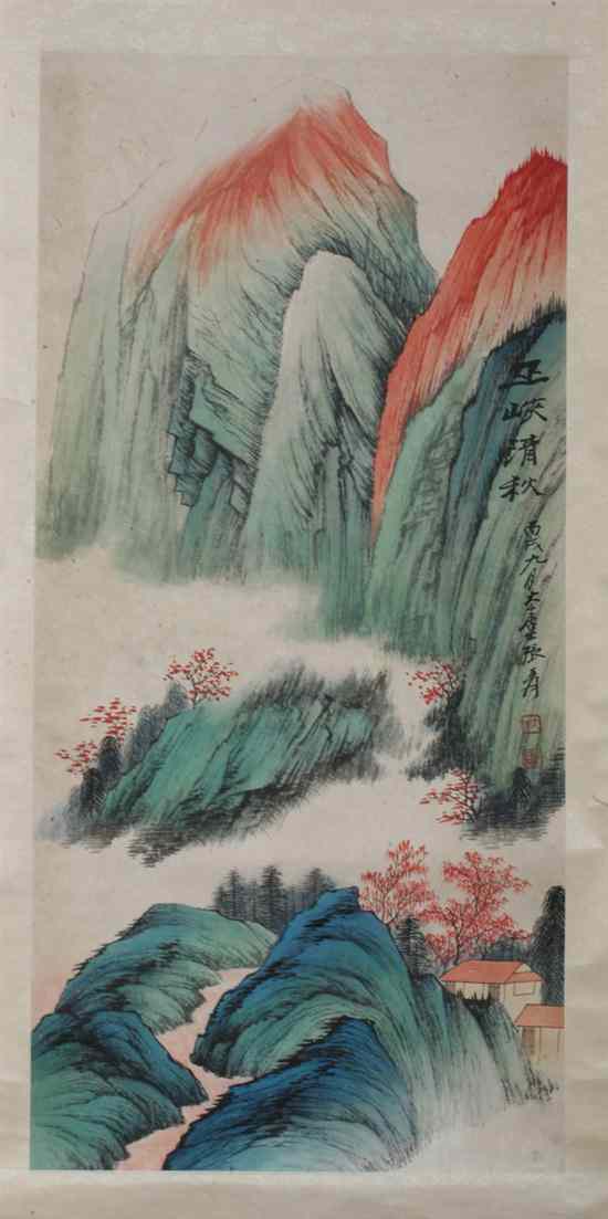 Appraisal: AFTER ZHANG DAQIAN Chinese - MOUNTAINOUS LANDSCAPE ink and color