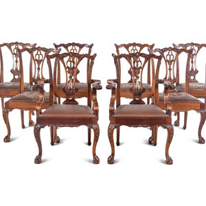 Appraisal: A Set of Eight George III Style Mahogany Dining Chairs