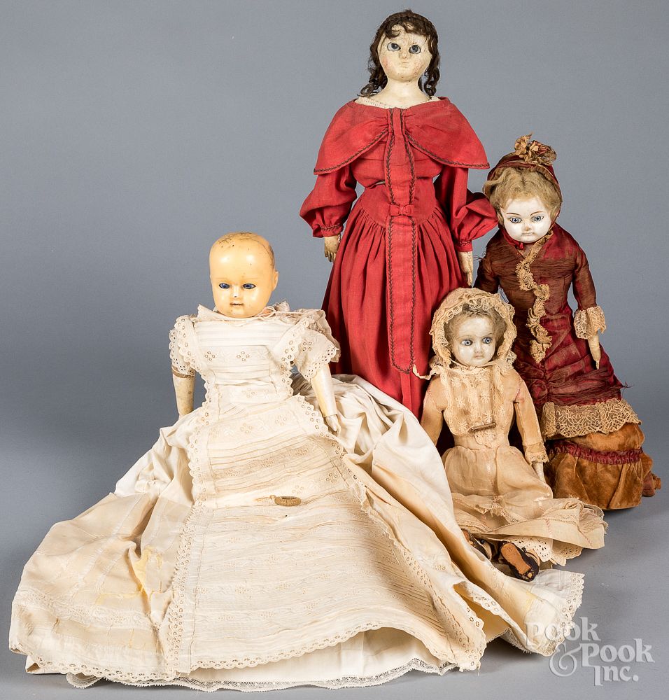 Appraisal: Four European wax dolls Four European wax dolls to include