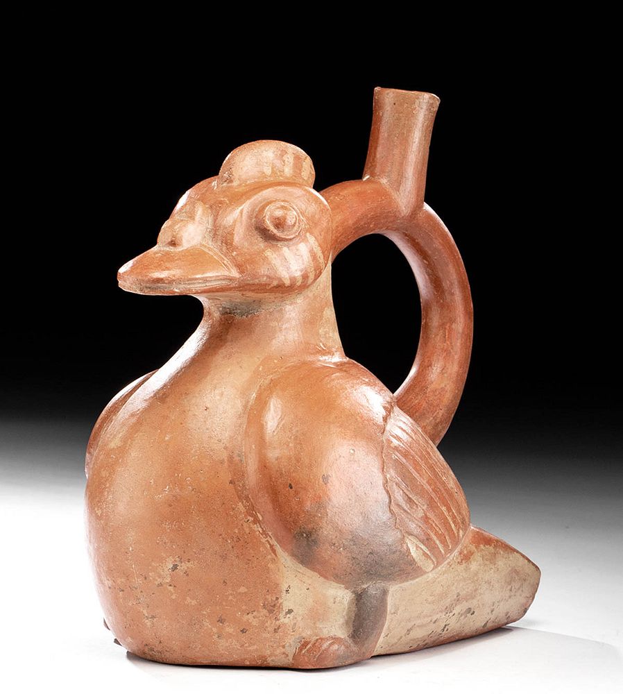 Appraisal: Moche Redware Stirrup Vessel Muscovy Duck Pre-Columbian Peru North Coast