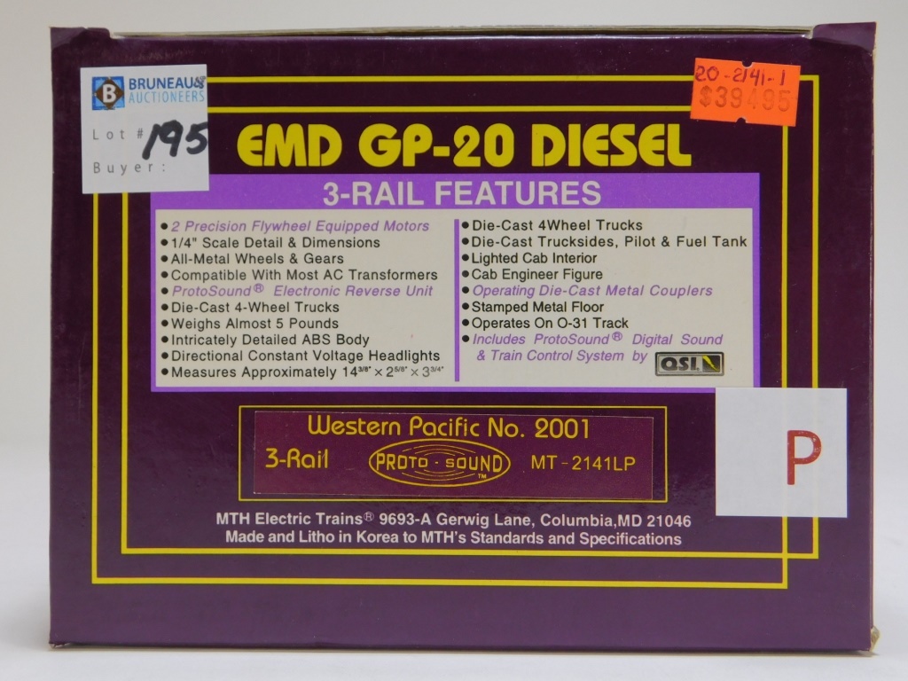 Appraisal: MTH WESTERN PACIFIC EMD GP- DIESEL ENGINE TRAIN Item no