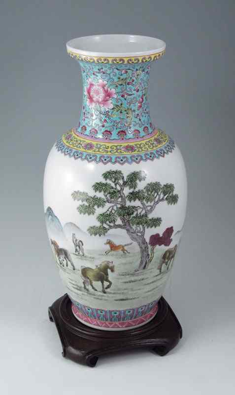 Appraisal: 'S CHINESE VASE Circa 's- 's scene of horses in