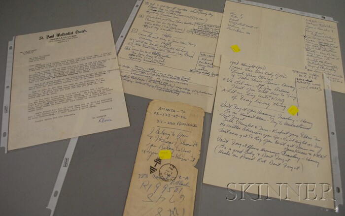 Appraisal: Duke Ellington Handwritten Spiritual Lyric-related Notes and a Typed Correspondence