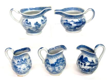 Appraisal: Five Chinese Export Porcelain Canton small creamers th century