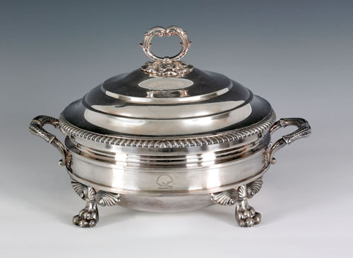 Appraisal: English silver covered tureen ca - bearing the touch of