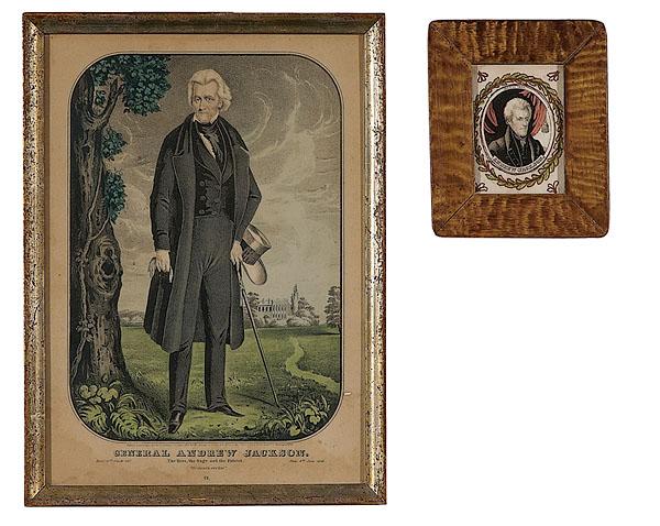 Appraisal: ANDREW JACKSON CURRIER PRINT WATERCOLOR hand-colored small folio lithograph with