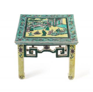 Appraisal: A Famille Verte Porcelain Square Stand A Famille Verte Porcelain