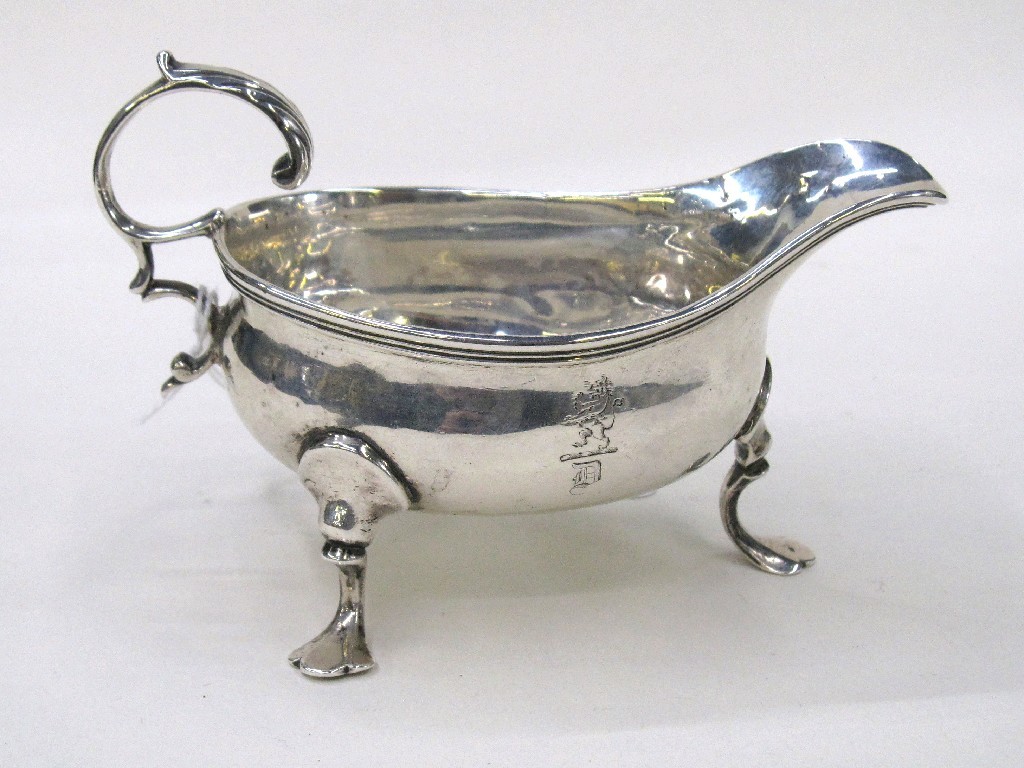 Appraisal: George III silver sauceboat London