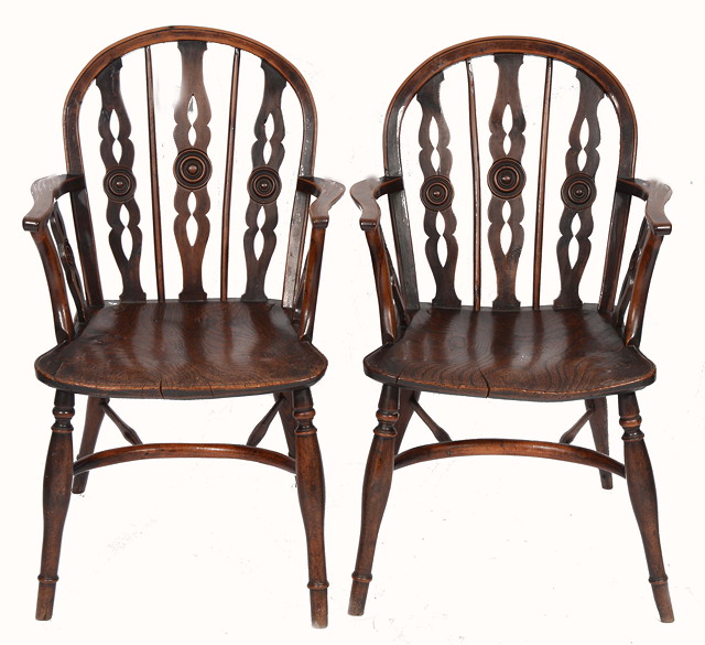 Appraisal: A PAIR OF TH CENTURY YEWWOOD AND ELM ELBOW CHAIRS