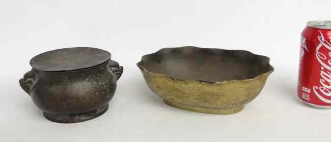 Appraisal: Lot including Asian bronze pot with lid '' Diameter ''