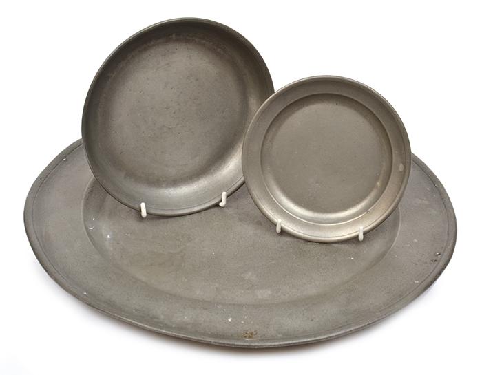 Appraisal: THREE ANTIQUE PEWTER PLATTERS