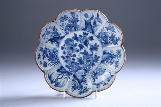 Appraisal: CHINESE BLUE AND WHITE PORCELAIN LOTUS DISH Kangxi period jade