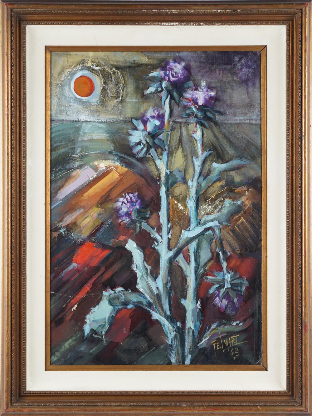 Appraisal: FELIX FELMART B FLOWERS IN LANDSCAPE signed and dated lower