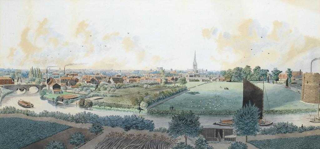 Appraisal: WILLIAM FREDERICK KIMMON AUSTIN - PANORAMA OF NORWICH FROM THE