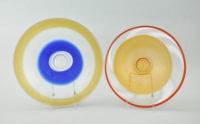 Appraisal: Two Contemporary Studio Glass Discs The larger measuring approx D